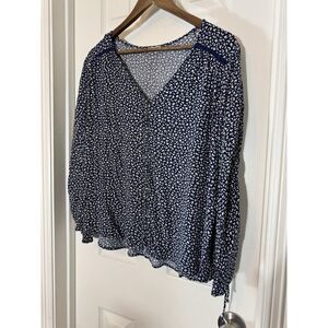 Mason & Belle Blue‎ and White Floral Blouse Boho Cottagecore Plus 2x